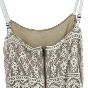 Alice + Olivia Cassia Romper Sleeveless Lace Crochet‎ Zipper White Beige Size 8 thumbnail 10