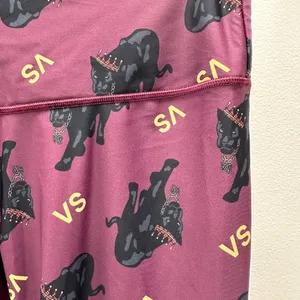 2 piece set! VS leggings and sports bra set Eggplant color panther crown print thumbnail 5