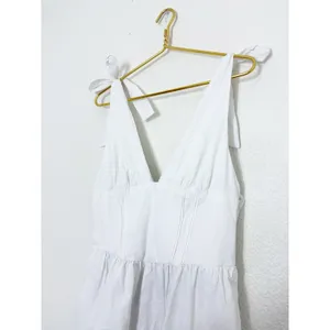 Zara White Poplin Tie Strap Midi Dress Large Milkmaid Corset Drop Waist 0881/334 thumbnail 8