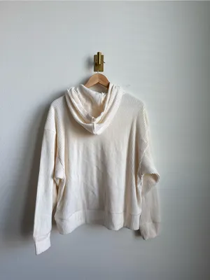 Abercrombie Velour Ribbed Lounge Hoodie Cream M NWT thumbnail 8