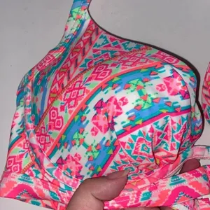NWT Coco Rave 36B/C halter push-up bikini top bright ruched‎ hot pink orange thumbnail 2
