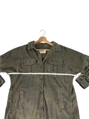 Ashley by 26 International Corduroy Shacket Dress M Olive Utility Longline Boho thumbnail 11