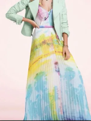 Victoria's Secret Pastel Rainbow Pleated Maxi Dress thumbnail 1