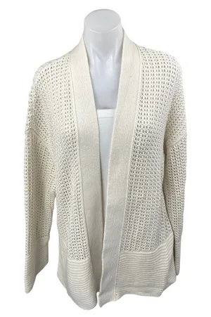 Abercrombie & Fitch Cream Open Knit Long Sleeve Open Cardigan Sweater Top Size S thumbnail 1