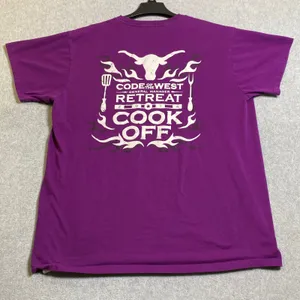 Hanes Graphic Tee Women XL Purple Code‎ of the West Cook Off BBQ Grill Shirt EUC thumbnail 3