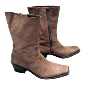 Diba Nubuck Leather Mid Calf Square Toe Western Boots Distressed Boho Festival 9 thumbnail 6
