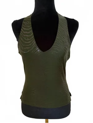 Vintage Y2K Zebra Halter Tank Top Animal Print Silvergate Green Women's Small thumbnail 1