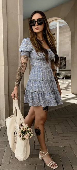 Trixxi Blue Floral Mini Dress thumbnail 1