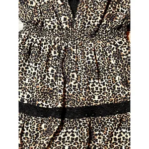 Kendall + Kylie Leopard Print Lace Trim Mini Dress XL Peasant‎ Boho V Neck Short thumbnail 8