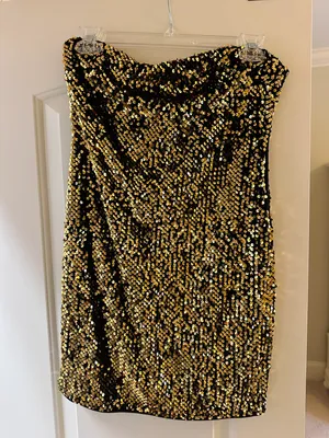 Black And Gold Sequin Dress Size M thumbnail 1