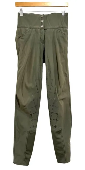 Horze Desiree High Waisted Full Seat Silicone Grip Riding Breeches Olive USA 26 thumbnail 1