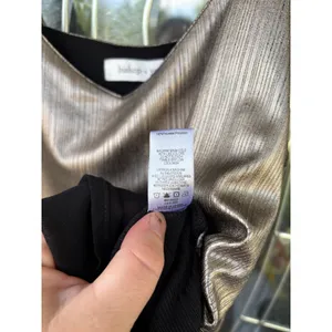 Bishop + Young Gold Silver Metallic Pleated V-Neck Camisole Cami Top Size Medium thumbnail 6