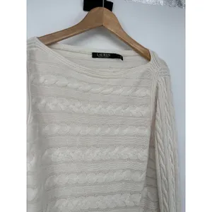 Lauren Ralph Lauren‎ Womens Large Ivory Cable Knit Sweater Minimalist Fisherman thumbnail 3
