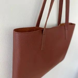 NWOT Vince Camuto Brown And Black Leather Tote Bag thumbnail 4