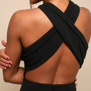 NEW Lulus Head to Cocktail Hour Black Halter Neck Open Back Maxi Dress Small thumbnail 4