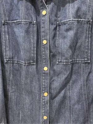 Mare Mare x Anthropologie Sz M Denim Snap Button Shirt Dress Cowgirl Western thumbnail 4