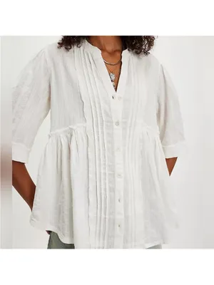 Free People We the Free Willow Button Down Ivory NWT size Small Light Boxy Airy thumbnail 15