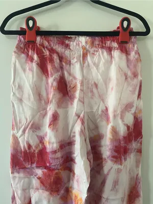 Ann Taylor Pink Watercolor Tie Dye Straight Leg Pants Small Petite Resort Beach thumbnail 5