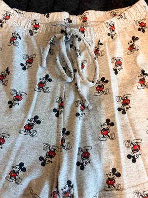 Disney Gray Lounge Shorts with Red Mickey Mouse Print thumbnail 3