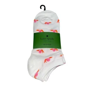 Kate Spade Low Cut‎ Socks 3 Pairs Snail Print White Grey Pink One Size 4-10 thumbnail 2