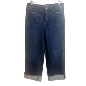 NYDJ Teresa Wide Leg Jeans Womens 8 Blue Excellent Cuffed Lift Tuck High Rise thumbnail 2