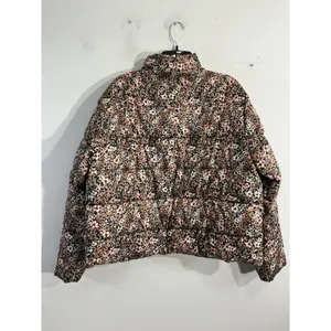 Womans Time & Tru XL 16-18 Floral Puffy Coat Full Zip Lined Multicolor thumbnail 2