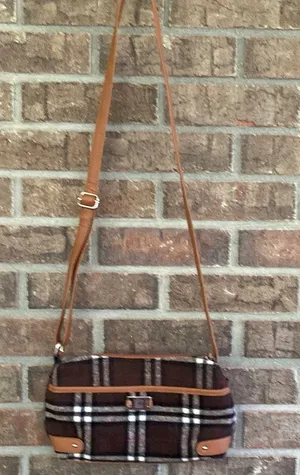 New Directions Brown Plaid Crossbody Bag thumbnail 1