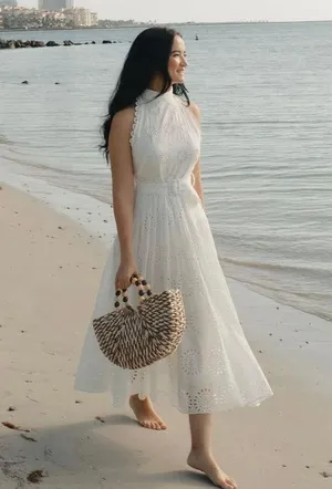 Zara maxi sun dress boho crochet belt lace halter flowy summer vacation thumbnail 7