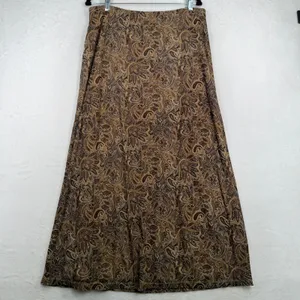 Emma James Vintage Y2K Large Maxi Skirt Brown Paisley Mesh Boho Earthy Natural Academia thumbnail 4