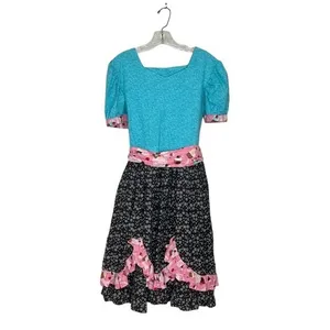 FIRE WIFE FASHIONS Cotton Dress Full Skirt Mixed Print Cupcakes Button Back thumbnail 3