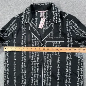 Victoria's Secret Button Up Pajama Top Women's X-Small Black/White Script New thumbnail 5