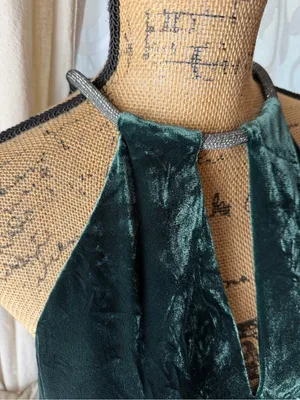 Veronica Beard Kusumi Velvet Halter Top in Emerald Green thumbnail 3