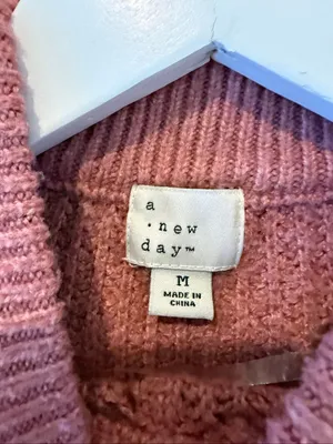 A new day pointelle rose pink mock neck sweater M thumbnail 6