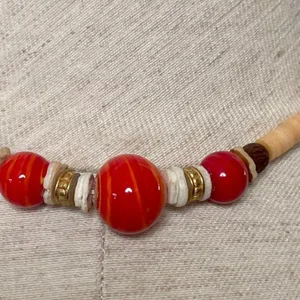 Orange beaded rhinestone choker necklace thumbnail 4