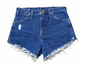 Wrangler Cut Off Denim Jean High Rise Shorts Frayed Hem thumbnail 1
