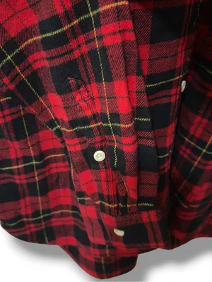 Madewell |EUC Cotton Red Black Plaid Flannel Buffalo Check Button Down Shirt (M) thumbnail 8