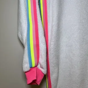 Rainbow Unicorn Fleece‎ One Piece Zip Up Hoodie Pajamas Large Costume Halloween thumbnail 6