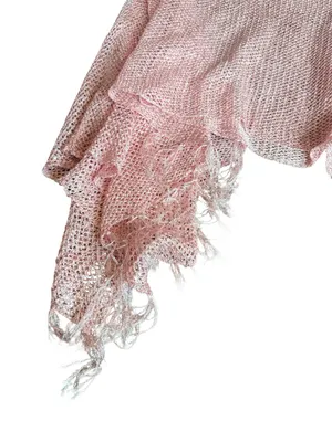 Edikted Sequin Fringe Knit Poncho Pink Flowy Flattering Size XS/Small NWOT thumbnail 9