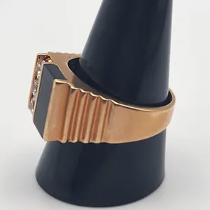 Park Lane Art Deco Gold Tone Onyx & CZ Ring (11) thumbnail 2
