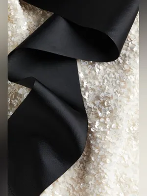 H&M White Sequin Back Black Bow Viral Mini Whimsical Dress Sz XS Holidays New Years thumbnail 9