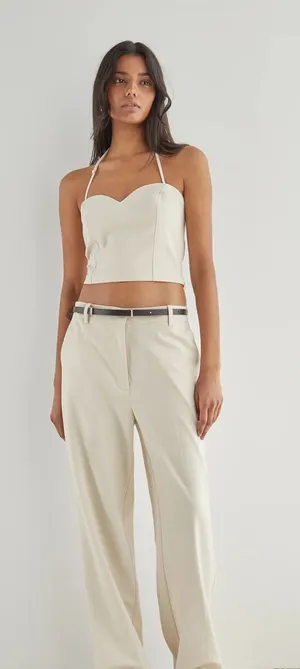 NWT OAK + FORT Wide Leg Suiting Pant in Oatmeal‎ Size 4 thumbnail 1