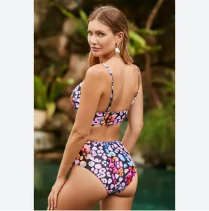 NWT Cupshe Leopard Print Wrap Bralette & High Waist Bikini Set sz M thumbnail 2