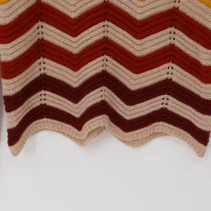 Chevron Stripe Loose Knit Sweater Womens Size M Beachy Coastal Transitional Fall thumbnail 3