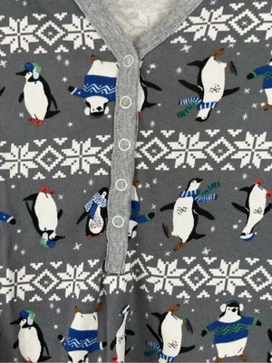 Hanna Andersson Women's Henley PJ Top In Organic Cotton Size XS Winter Penguins thumbnail 2