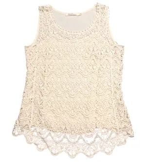 Solitaire Lace Crochet Tank Top Cream Womens Size Medium Boho Sleeveless Blouse‎ thumbnail 1