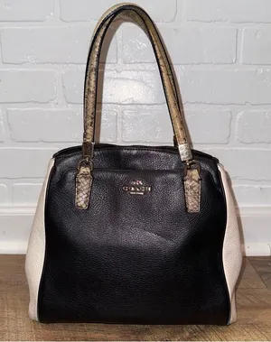 Coach Minetta Snakeskin-Patterned Black and Cream Crossbody Bag thumbnail 1