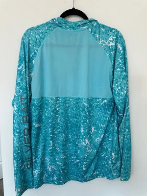 Silver Bait Long Sleeve 1/4 Zip Athletic Pullover Shirt Teal White Camo thumbnail 5