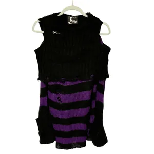 Killstar Gothic Goth Punk‎ Pullover Knit Sweater Salvia Striped Purple Size XS thumbnail 2