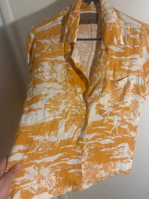 Reformation Yellow Cuban Print Collared Shirt thumbnail 3