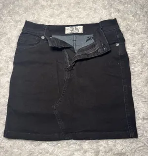 Free People Black Denim Skirt Mini thumbnail 3